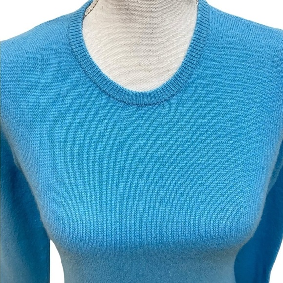 ATM 100% cashmere turquoise crew neck long sleeve sweater fits like small sz xs - Picture 4 of 11